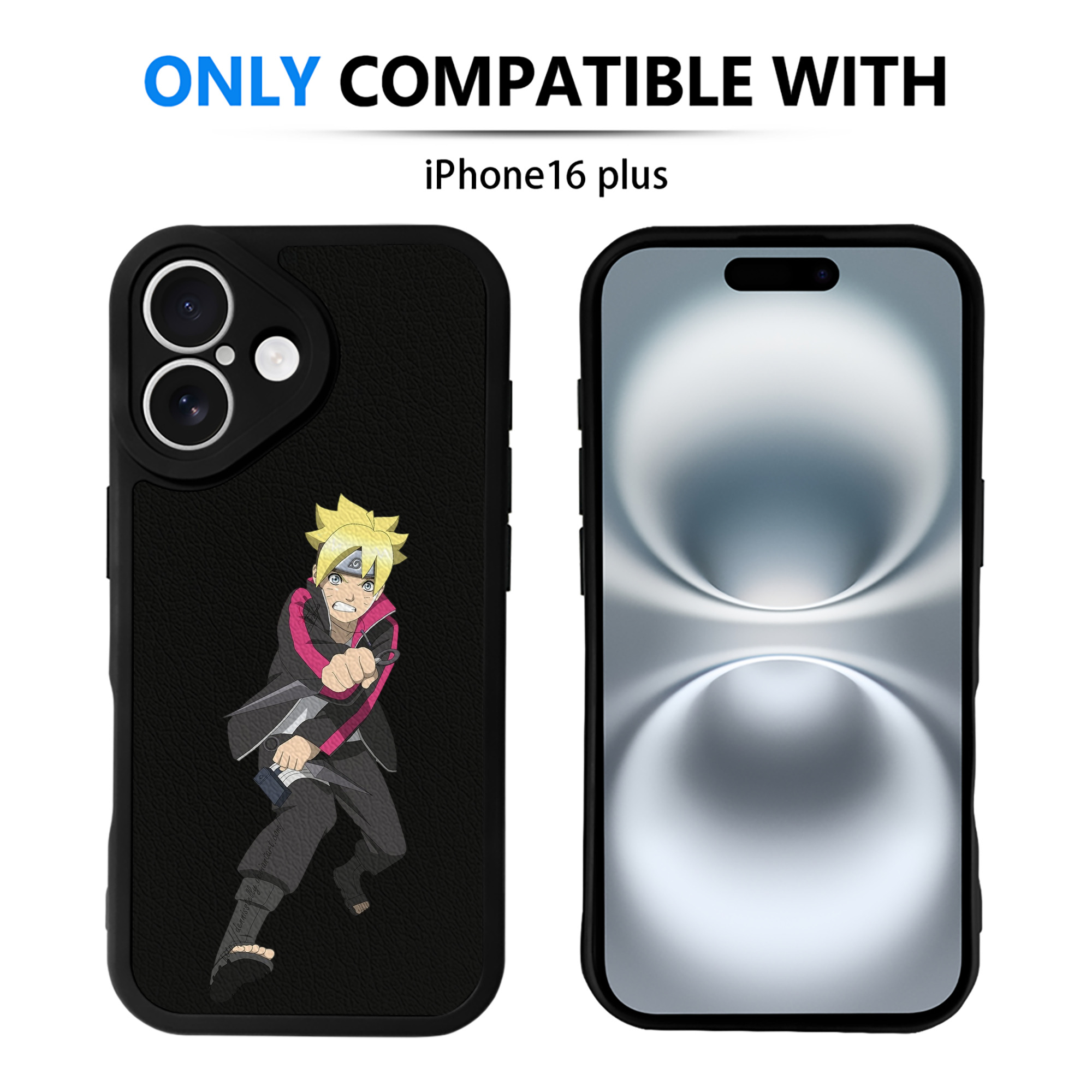 （画像用） NARUTO -ナルト- うずまき ボルト Uzumaki Boruto 【iPhone 16シリーズ対応】シリコンスマホケース（レザー調） 材質：シリコン